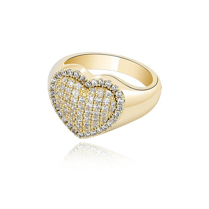Men's Iced Out Broken Heart Ring | Baguette Cut Cuban Link Band | Caratix