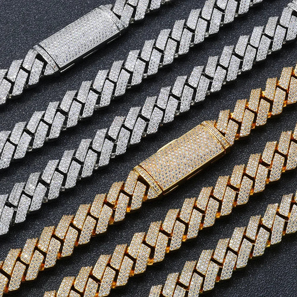 16mm 3-Row Full Zircon Iced Out Cuban Chain Necklace - CaratixJewelry