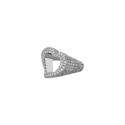 Men's Iced Out Broken Heart Ring | Baguette Cut Cuban Link Band | Caratix