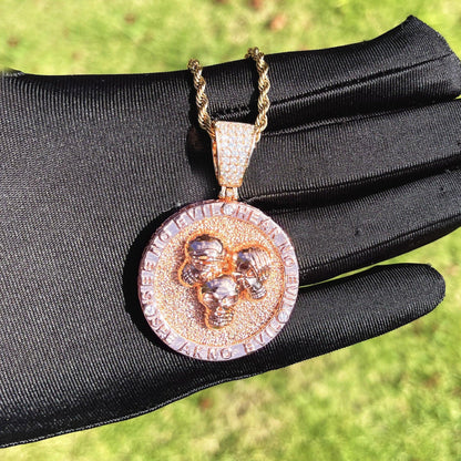 Men's Hardcore Hip Hop Necklace | Premium Copper CZ Skeleton Jewelry - CaratixJewelry