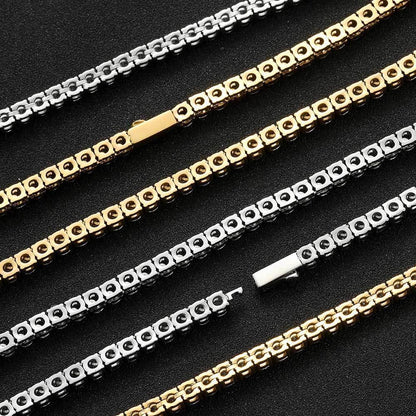 4mm Zircon Tennis Chain Bracelet with Spring Clasp Stainless Steel for Men | Caratix Jewelry - CaratixJewelry