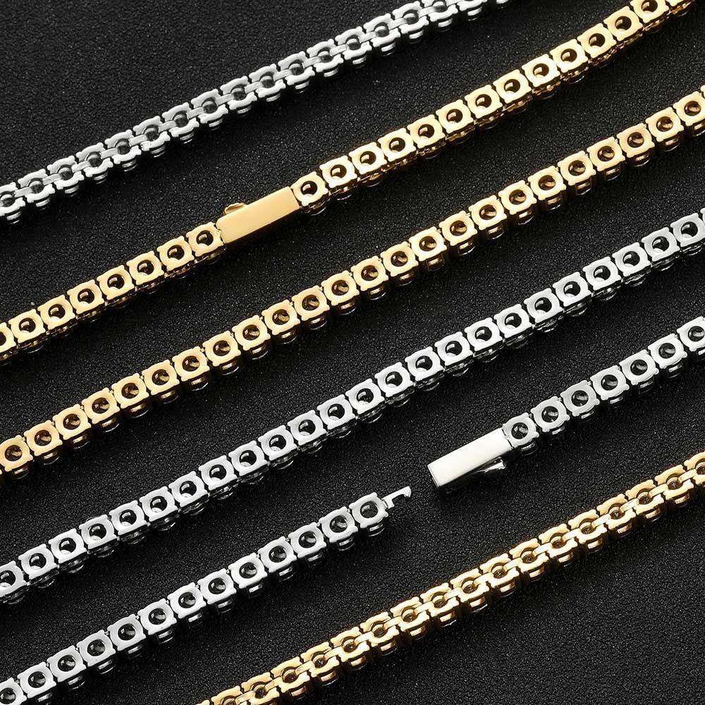 Custom Moissanite Stainless Steel Tennis Chain | Durable Men's & Women's Bling Jewelry | Caratix - CaratixJewelry