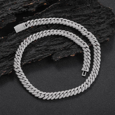10mm Double Row Cuban Chain Necklace with Zircon for Men | Caratix Jewelry - CaratixJewelry