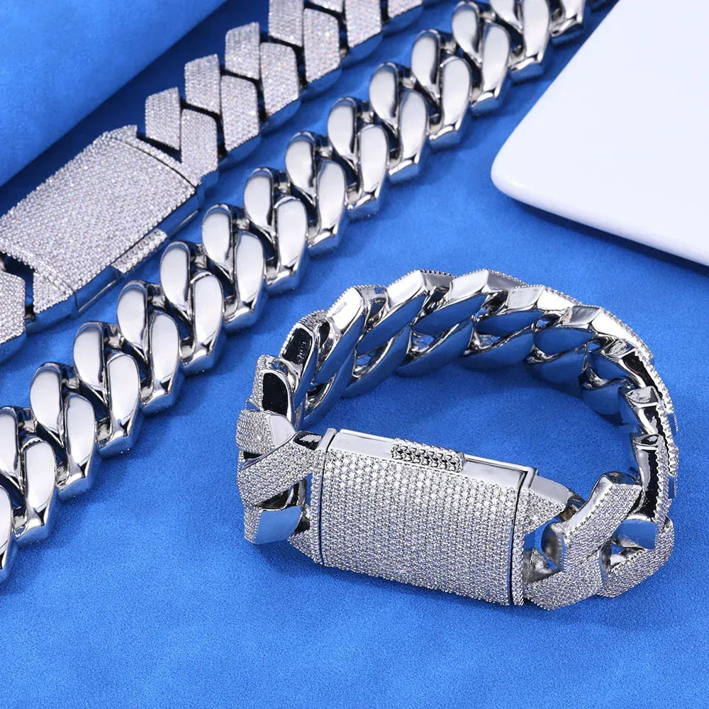 Iced Out Cuban Bracelet Six Row Zircon Cuban Link Gold Chain Style - CaratixJewelry