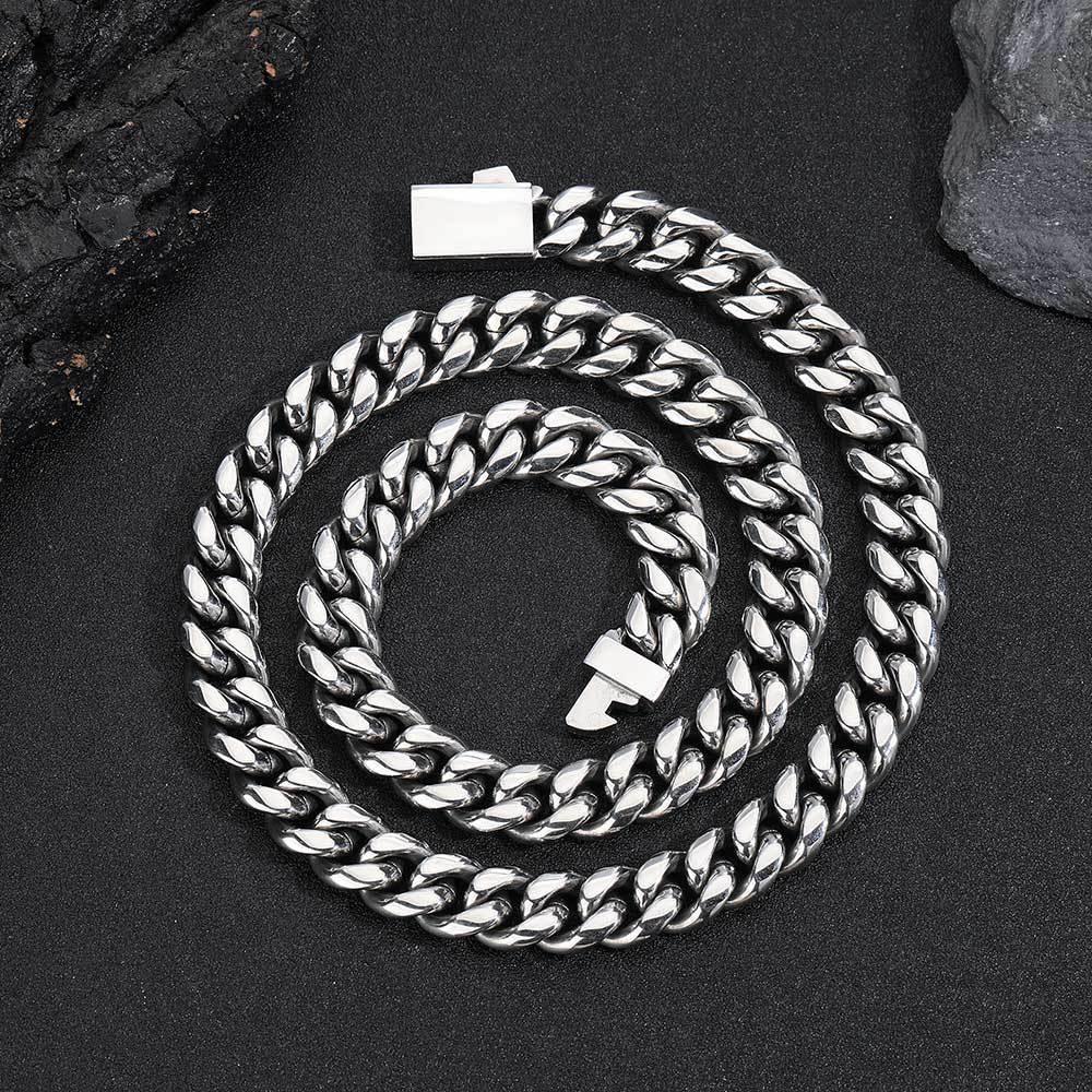 Stainless Steel Dense Cuban Chain Necklace with Spring Clasp for Men | Caratix Jewelry - CaratixJewelry