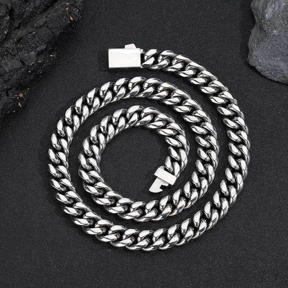 Stainless Steel Dense Cuban Chain Necklace with Spring Clasp for Men | Caratix Jewelry - CaratixJewelry