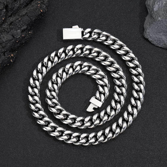 Stainless Steel Dense Cuban Chain Necklace with Spring Clasp for Men | Caratix Jewelry - CaratixJewelry