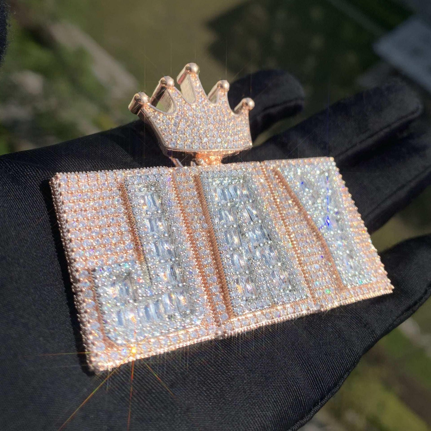 Crown Baguette Letter Pendant | Iced Out CZ Hip Hop Custom Initial Necklace - CaratixJewelry