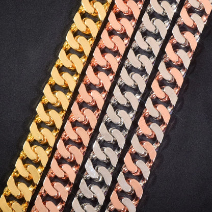 16mm Curved Cuban Chain Necklace with Zircon - CaratixJewelry