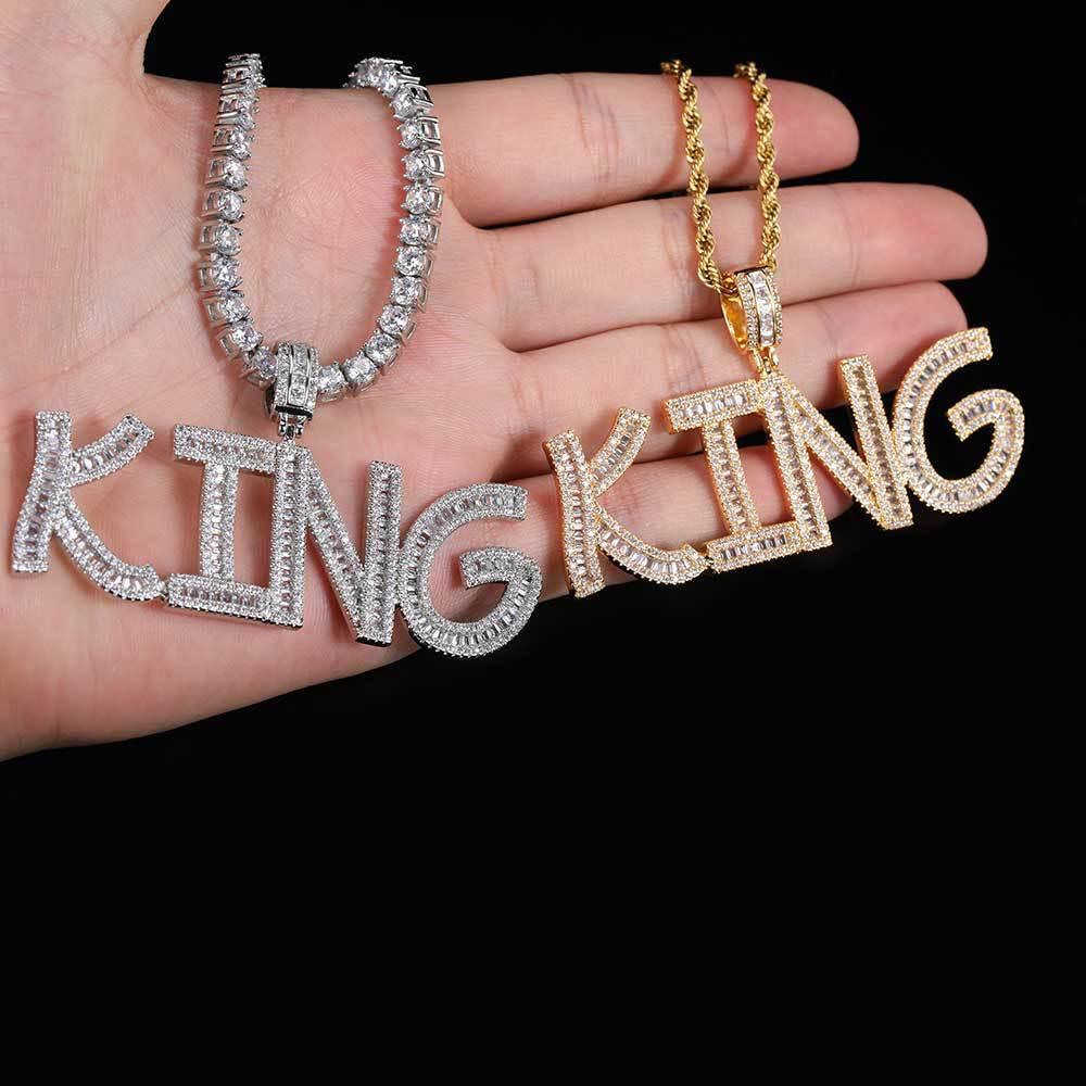 Custom Square Letter Pendant Necklace with Zircon Stones for Men | Caratix Jewelry - CaratixJewelry