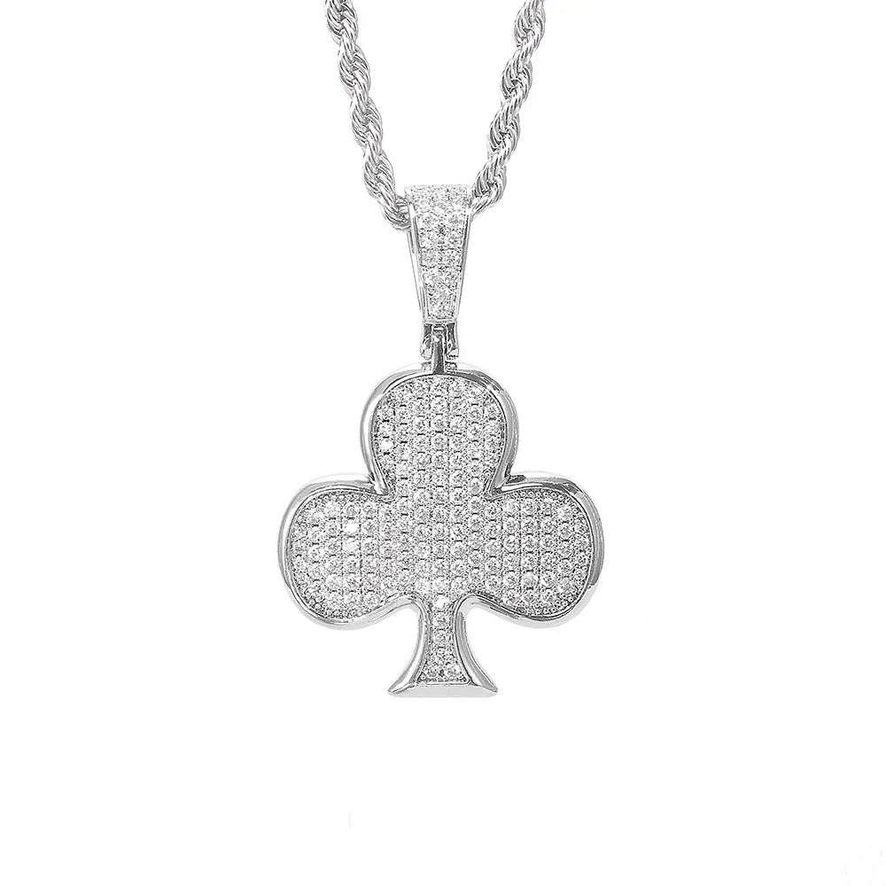 Iced Out Plum Blossom Pendant Necklace Zircon Gold Chain Rapper Style | Caratix Jewelry - CaratixJewelry