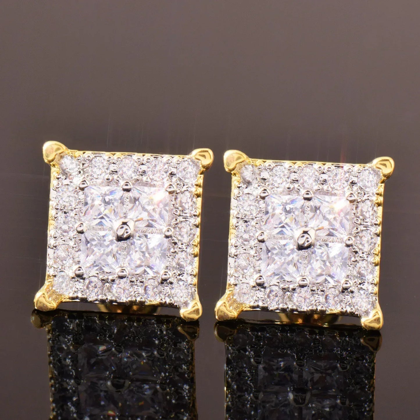 Iced Out Square Stud Earrings with Zircon | Trendy & Minimalist Hip Hop Jewelry | Caratix Jewelry - CaratixJewelry