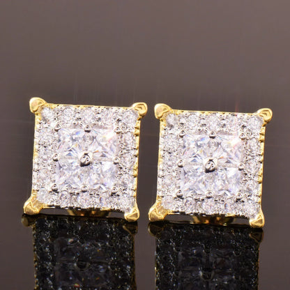 Iced Out Square Stud Earrings with Zircon | Trendy & Minimalist Hip Hop Jewelry | Caratix Jewelry - CaratixJewelry
