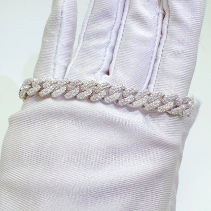 8mm Double-Row Moissanite Cuban Link Chain – S925 Sterling Silver Iced-Out Hip Hop Streetwear Necklace - CaratixJewelry