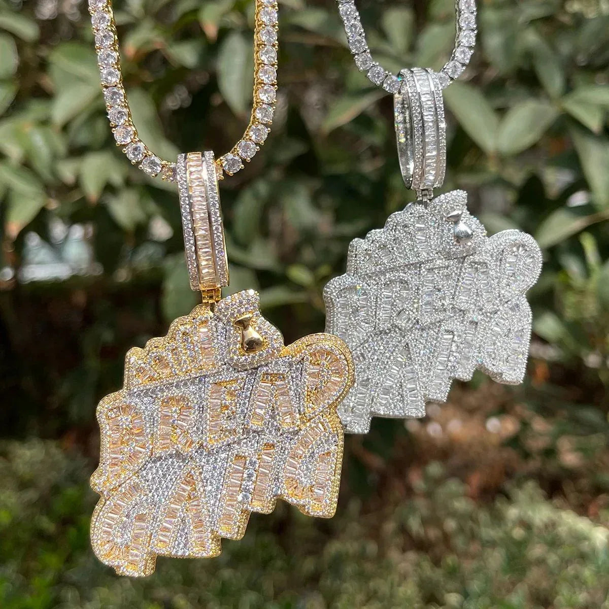 Luxury Women's BREADGANG Pendant Necklace | Hip Hop Iced Out CZ Jewelry | Genuine Copper 18K Gold Plated Bling | Streetwear Gift | Caratix - CaratixJewelry