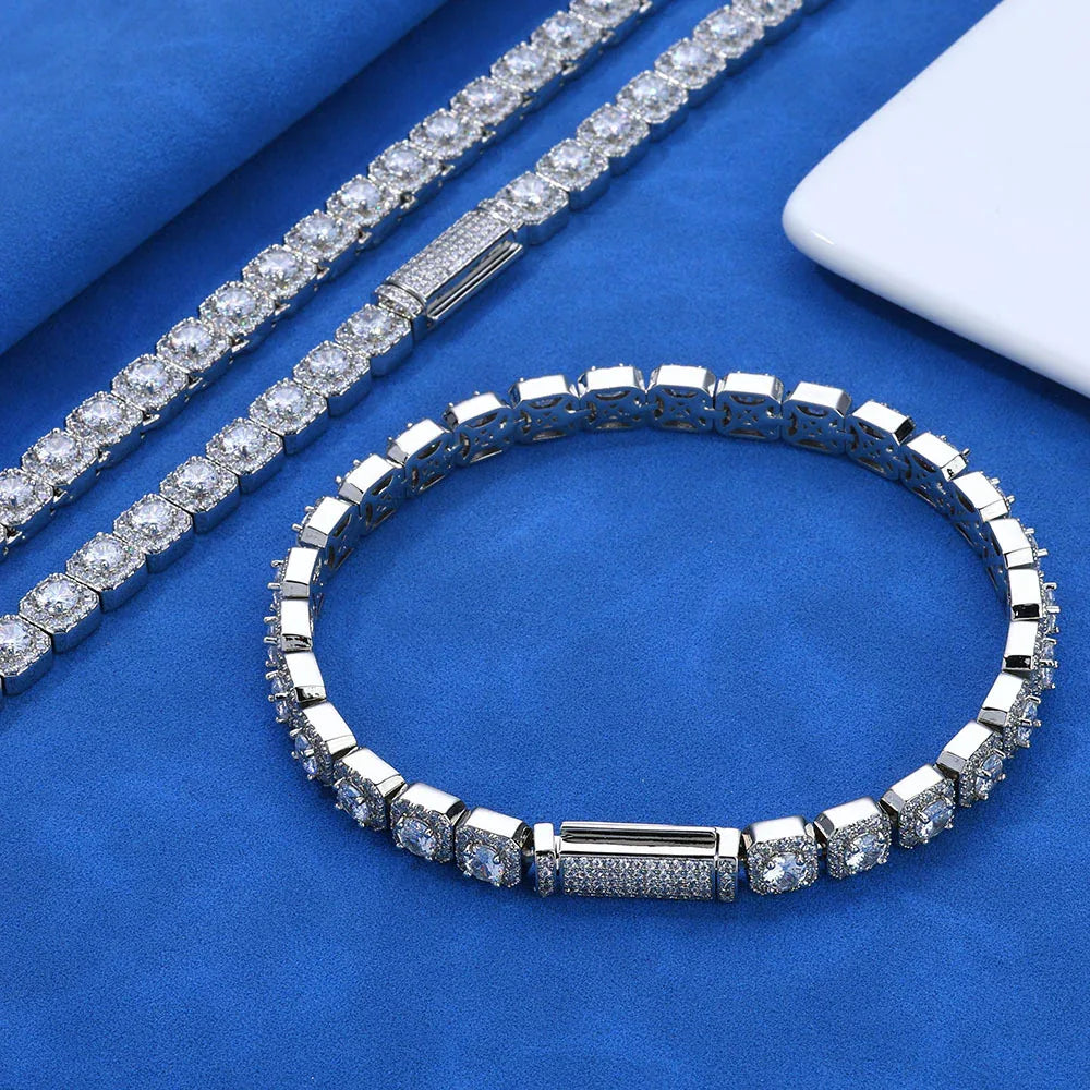 Rapper Chain 7mm S925 Silver Bracelet – CZ Ice Cube Link, Custom Hip Hop Jewelry for Men | Caratix Jewelry - CaratixJewelry