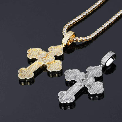 Iced Out Broken Heart Cross Pendant Necklace Zircon Chrome Heart Crossr Style | Caratix Jewelry - CaratixJewelry