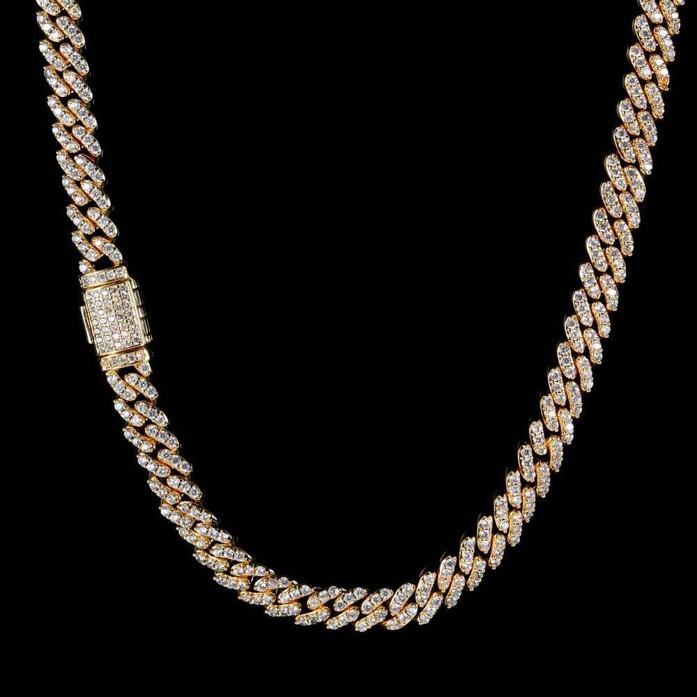 8mm Single Row Cuban Chain Necklace with Full Zircon Stones for Men | Caratix Jewelry - CaratixJewelry