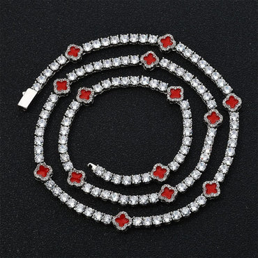 4mm Clover-Shaped Tennis Chain Necklace with Zircon Hip Hop Jewelry for Men | Caratix Jewelry - CaratixJewelry