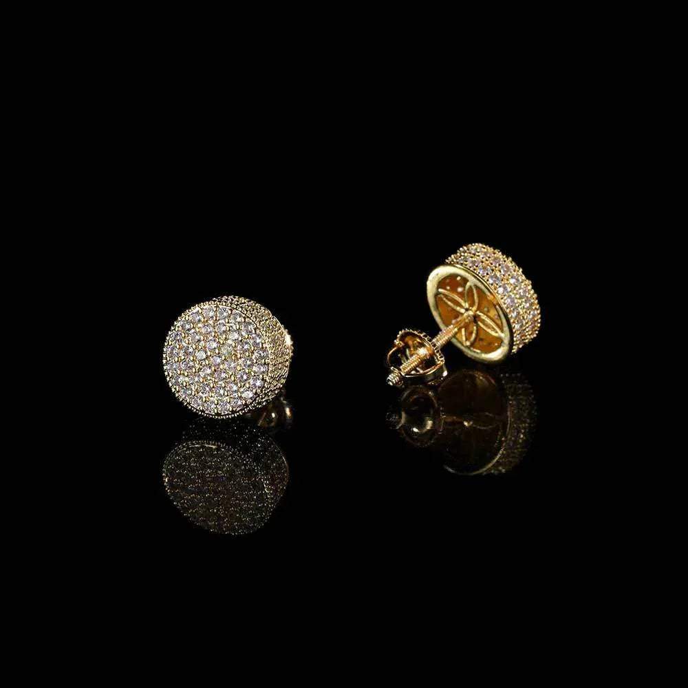 Men's Zircon Round Stud Earrings with Silver Pin | Luxury Hip Hop Jewelry | Caratix Jewelry - CaratixJewelry