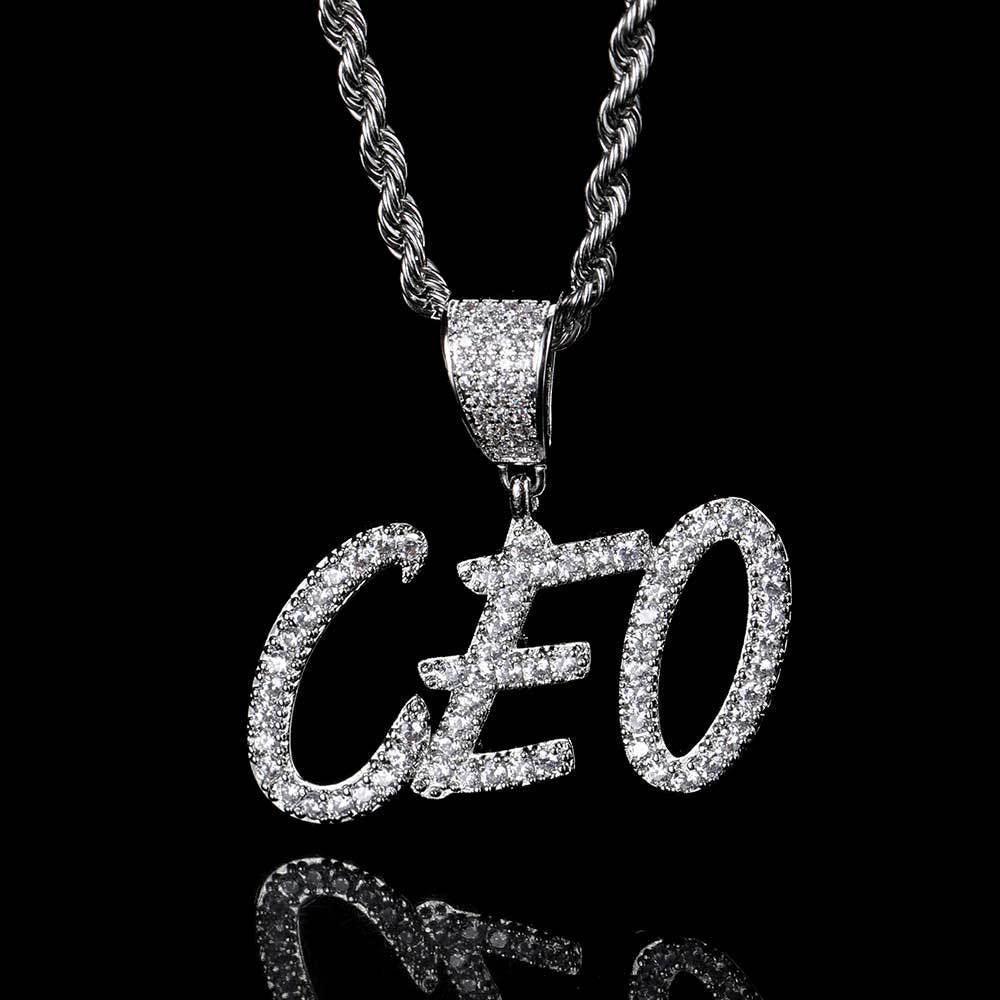 DIY Calligraphy Letter and Number Pendant Necklace with Micro-Pave Zircon for Men and Women | Caratix Jewelry - CaratixJewelry