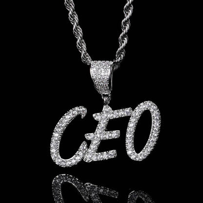 DIY Calligraphy Letter and Number Pendant Necklace with Micro-Pave Zircon for Men and Women | Caratix Jewelry - CaratixJewelry