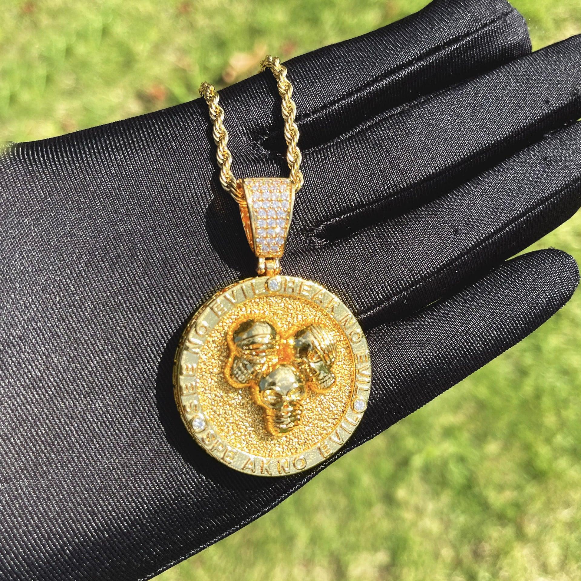 Men's Hardcore Hip Hop Necklace | Premium Copper CZ Skeleton Jewelry - CaratixJewelry
