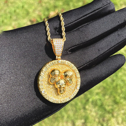 Men's Hardcore Hip Hop Necklace | Premium Copper CZ Skeleton Jewelry - CaratixJewelry