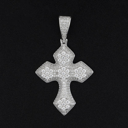 S925 Sterling Silver Moissanite Cross Pendant | Iced Out Cross for Tennis Chain | Caratix