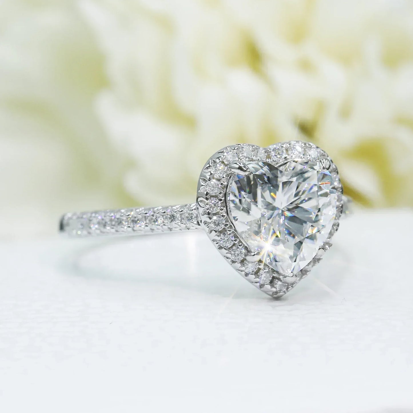 2ct Heart Moissanite Ring | S925 Silver Romantic Women’s Proposal Gift Jewelry - CaratixJewelry