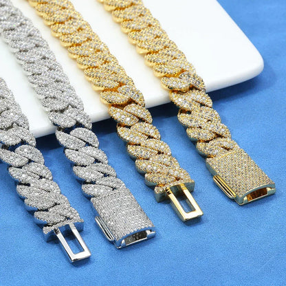 14mm Box Clasp Iced Out Cuban Bracelet Rapper Style | Caratix Jewelry - CaratixJewelry