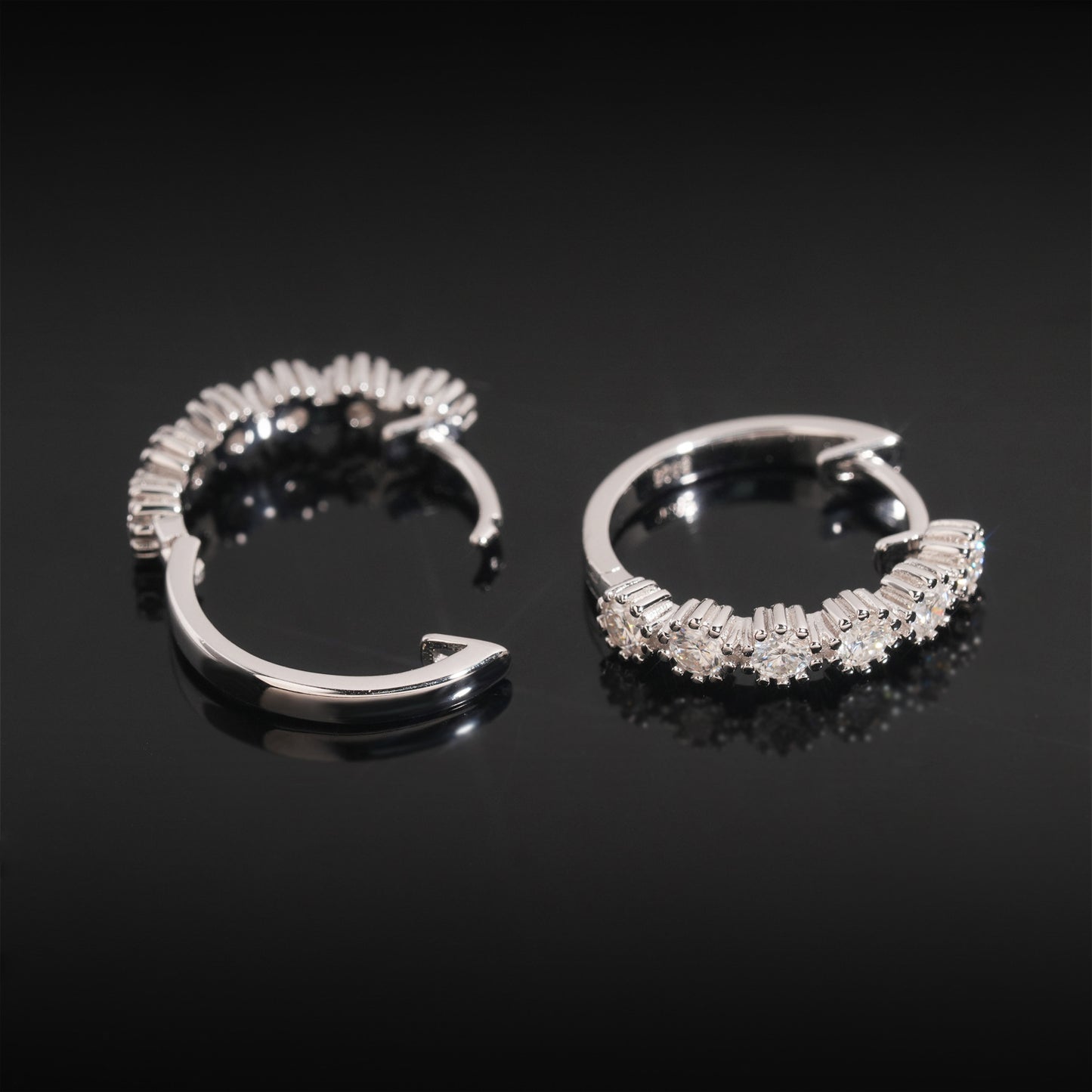 Medium Moissanite Hoop Earrings S925 Silver | 25mm D VVS1 Iced Out Hoops | Caratix