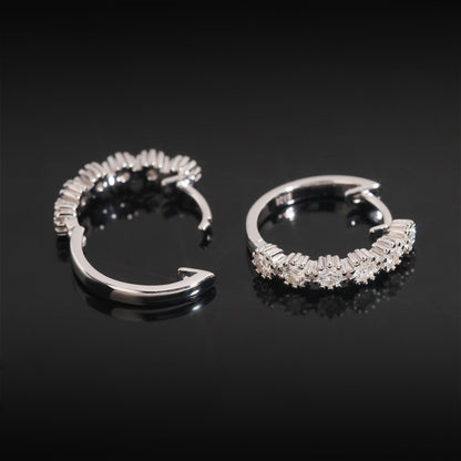 Medium Moissanite Hoop Earrings S925 Silver | 25mm D VVS1 Iced Out Hoops | Caratix