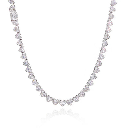 8mm Heart Moissanite Cuban Link Chain – S925 Sterling Silver Iced-Out Hip Hop Men’s Luxury Streetwear Necklace - CaratixJewelry