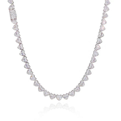 Custom 8mm Heart-Link Necklace | Secure Fold-over Clasp | Rapper Chain Style | Caratix - CaratixJewelry