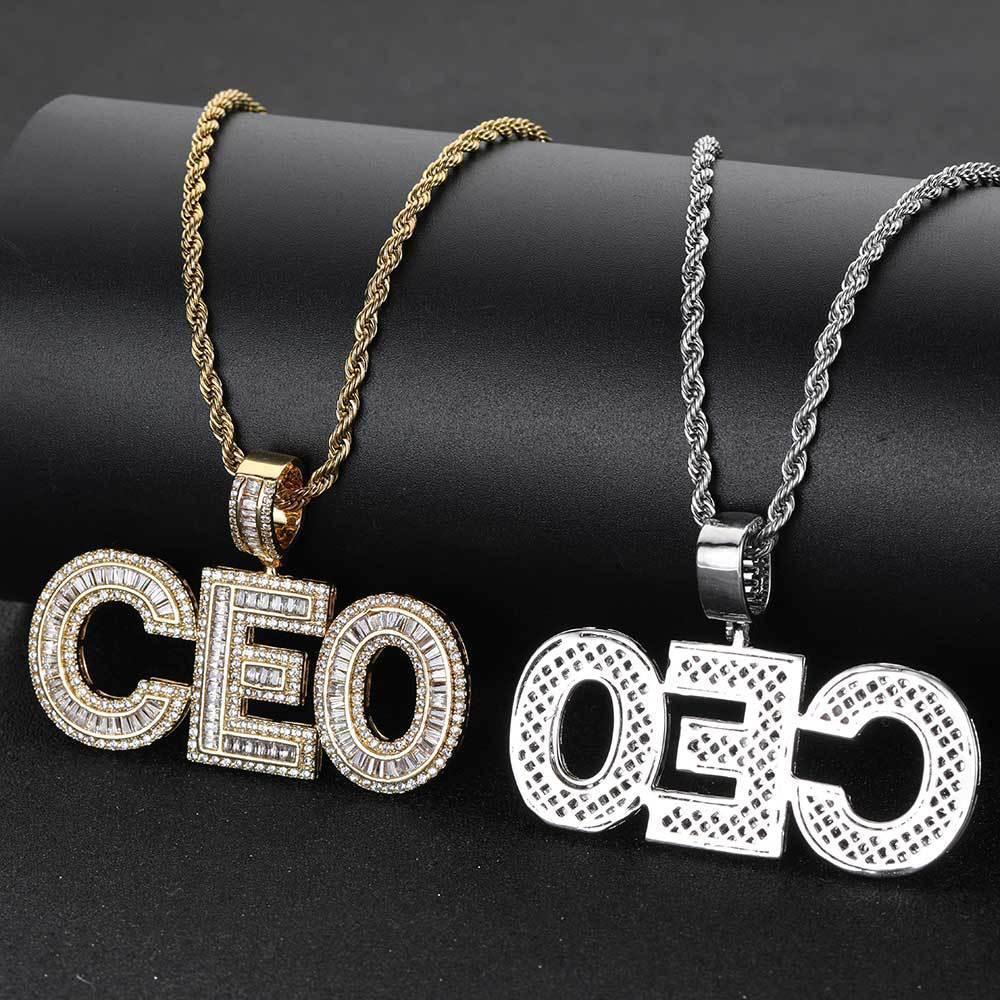 Large Iced-Out Letter and Number Pendant Necklace with Micro-Pave Zircon for Men | Creative Hip Hop Jewelry | Caratix Jewelry - CaratixJewelry