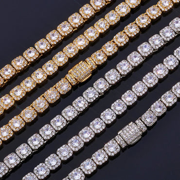 Custom 5mm Baguette Tennis Chain | Fold-Over Clasp Hip Hop Bling | Caratix - CaratixJewelry