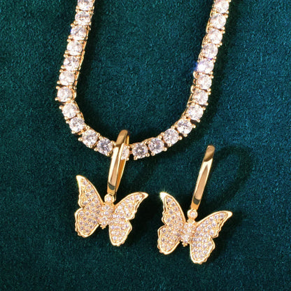 Mini Butterfly Pendant Necklace | CZ Hip Hop Unisex Streetwear Jewelry - CaratixJewelry