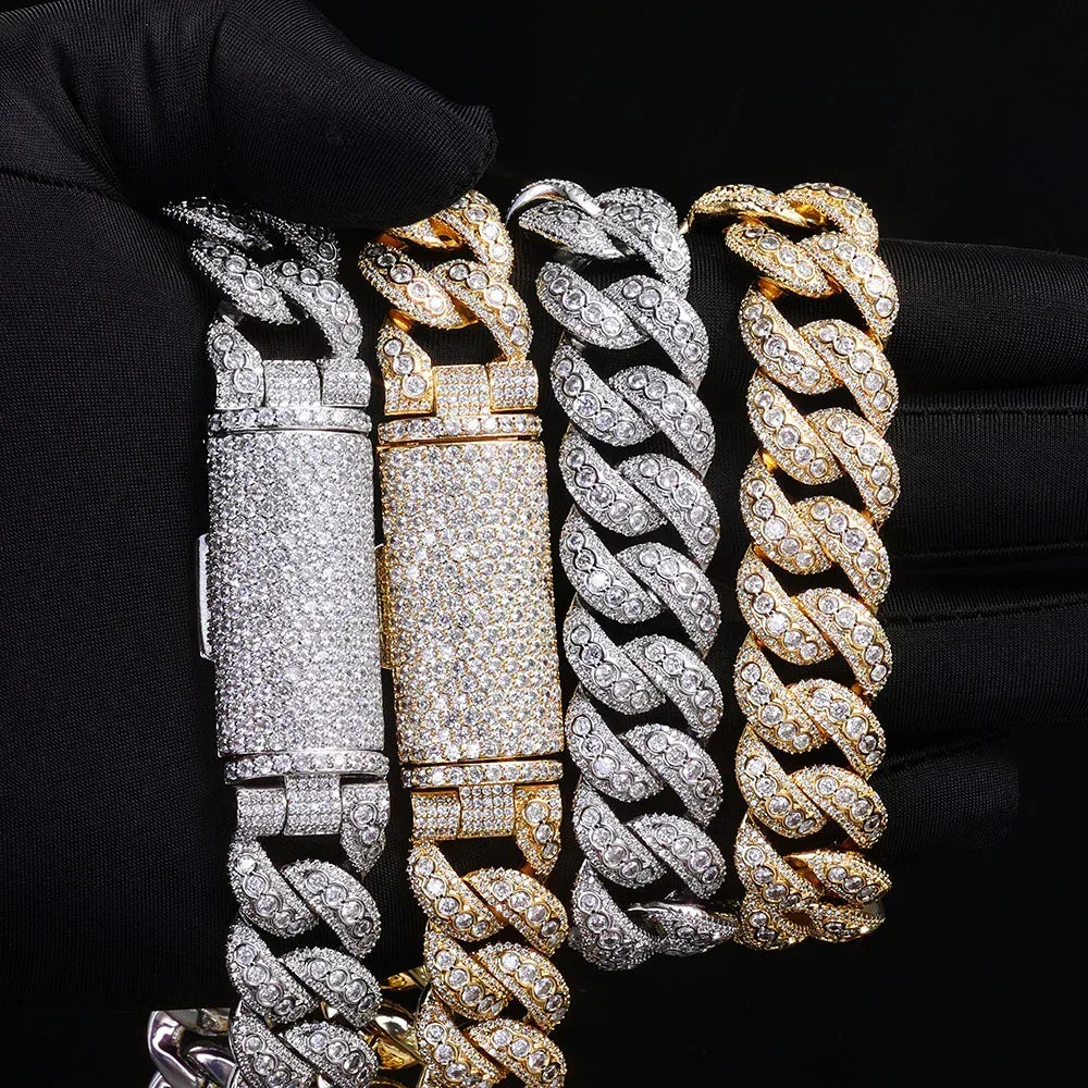 18mm Flip Clasp Full Cuban Link Necklace Hip Hop Bling Jewelry for Men | Caratix Jewelry - CaratixJewelry