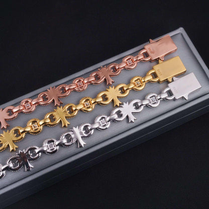 10mm Moissanite Cross Cuban Link Bracelet | S925 Silver Hip Hop Jewelry - CaratixJewelry