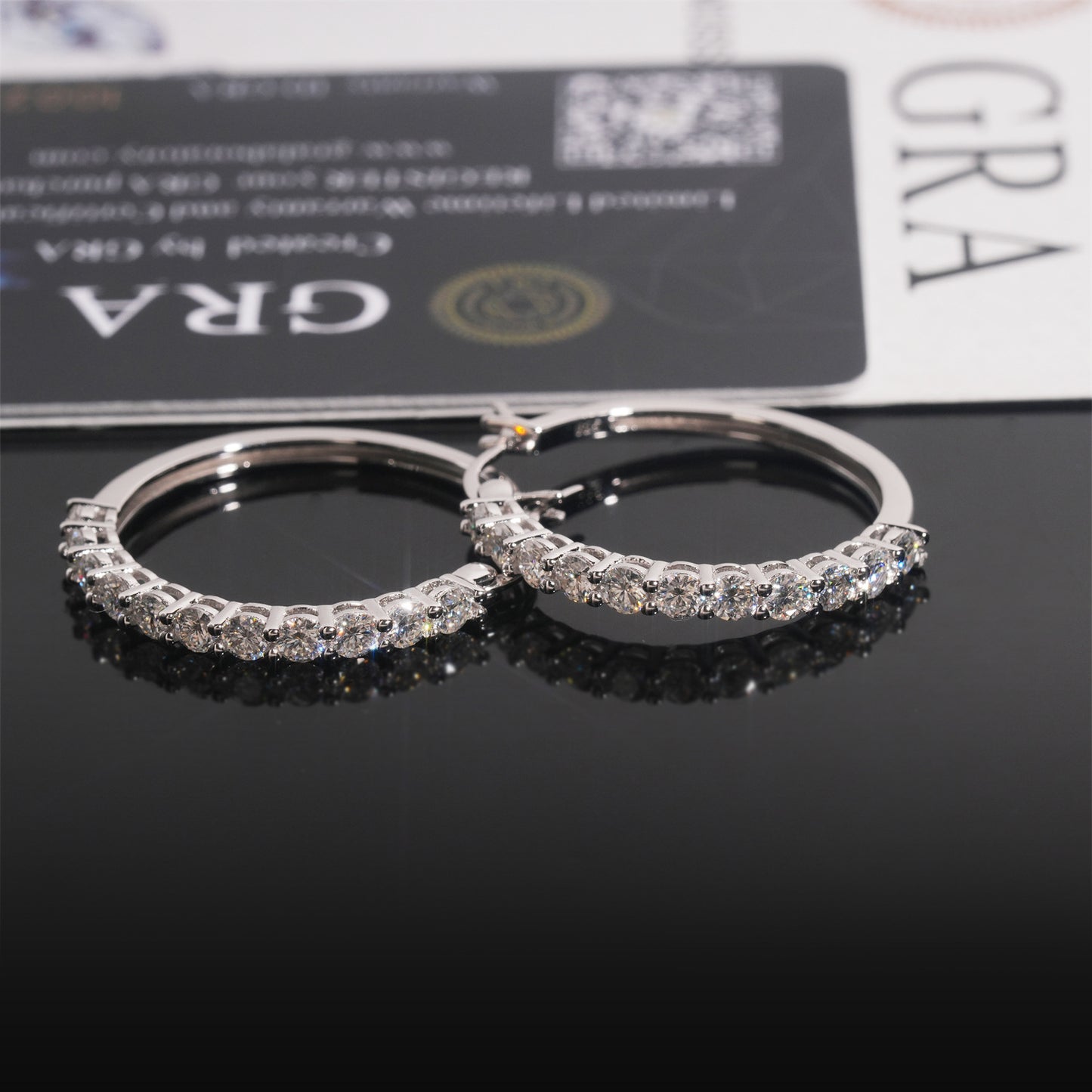 S925 Sterling Silver Moissanite Hoop Earrings | D VVS1 Pave Set Hoops | Caratix