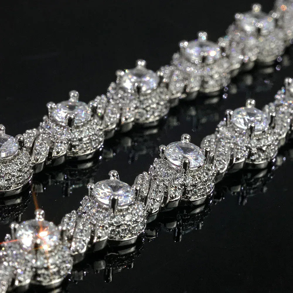 7.5mm Bead Cuban Bracelet Zircon Gold Chain Rapper Style for Men | Caratix Jewelry - CaratixJewelry