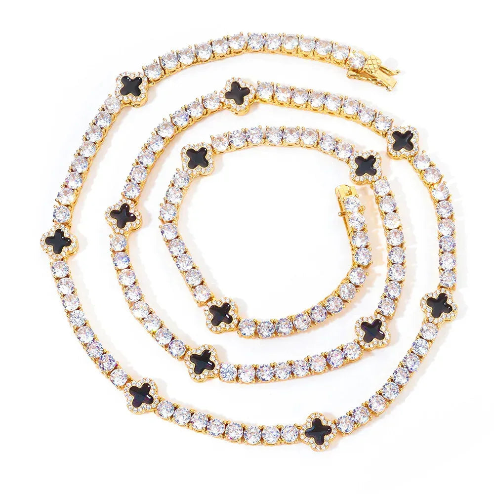 Iced Out Tennis Necklace Zircon Floral Charm Hip Hop Jewelry for Women | Caratix Jewelry - CaratixJewelry