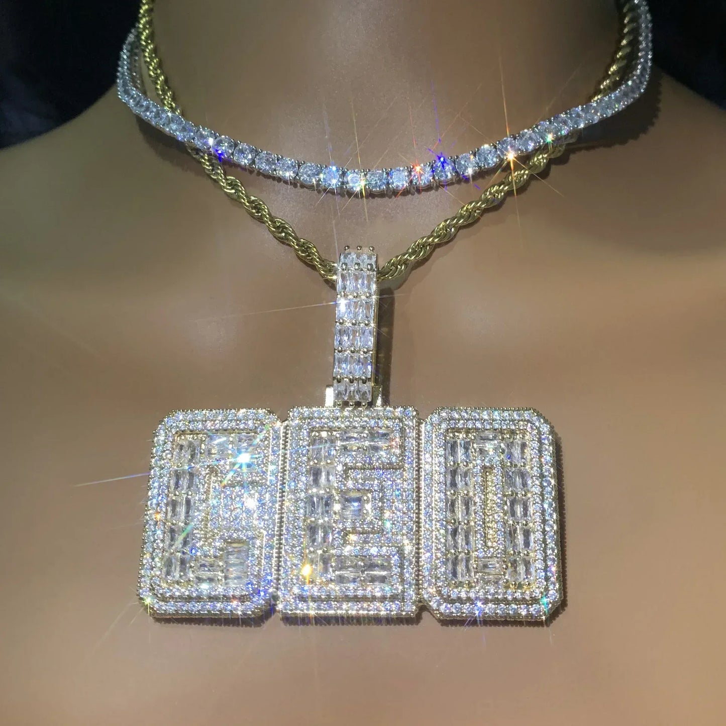 Iced Out Block Letter Pendant | DIY CZ Initial Hip Hop Trendy Necklace - CaratixJewelry