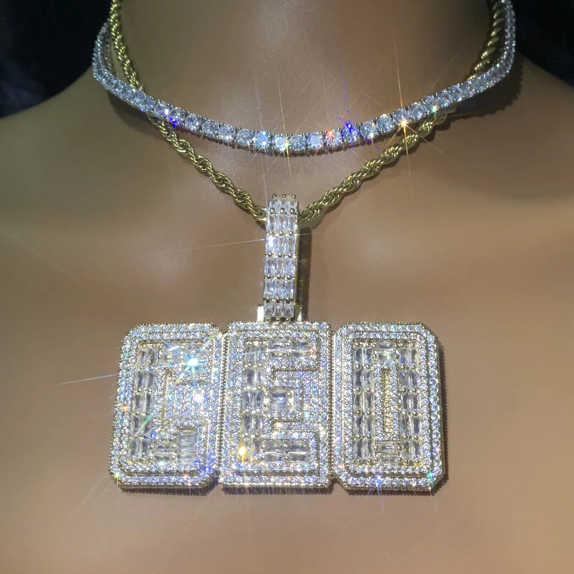 Iced Out Block Letter Pendant | DIY CZ Initial Hip Hop Trendy Necklace - CaratixJewelry