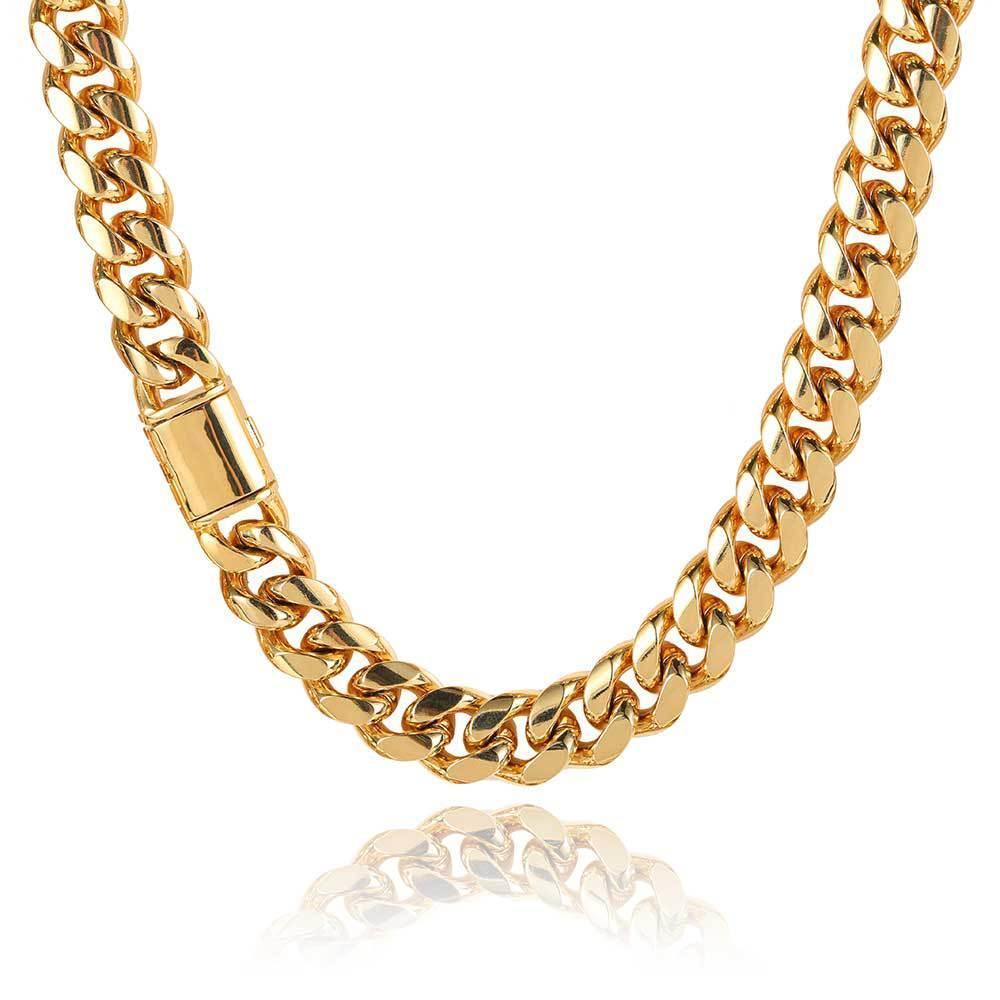 Stainless Steel Titanium Cuban Link Bracelet Polished Round Finish for Men | Caratix Jewelry - CaratixJewelry