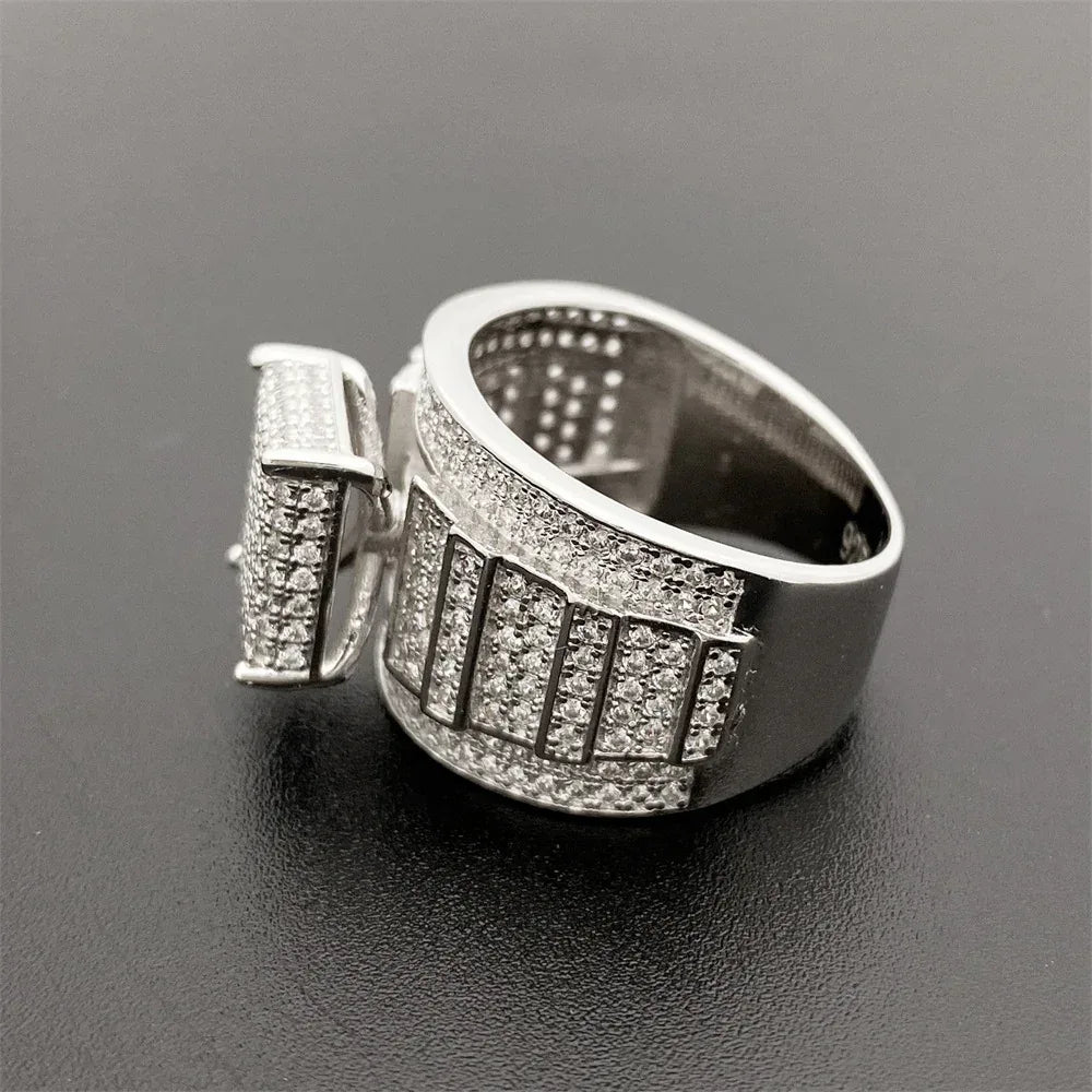 D-Color Moissanite Hip Hop Ring | S925 Silver Unisex Iced Out Fashion Jewelry - CaratixJewelry