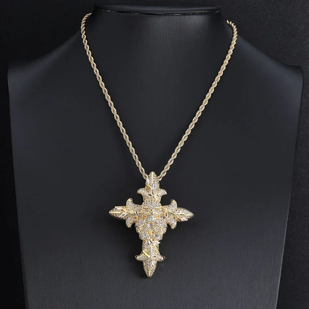 Custom Skull Cross Pendant Necklace Moissanite Hip Hop Jewelry | Caratix Jewelry - CaratixJewelry