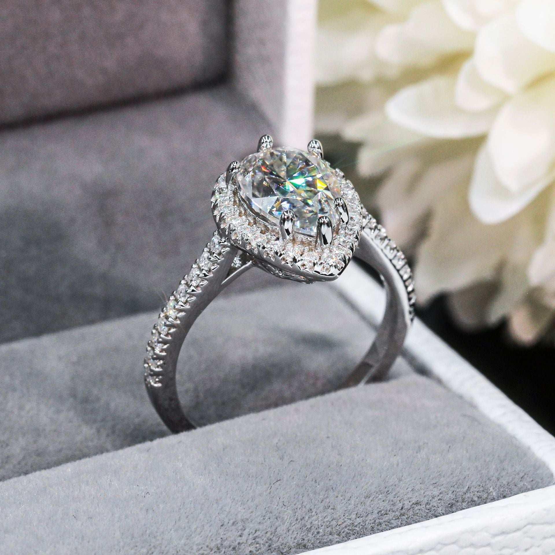 2ct Pear Moissanite Ring | S925 Silver Romantic Women’s Engagement Gift Jewelry - CaratixJewelry