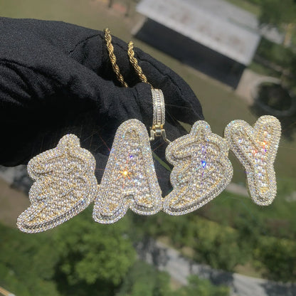 18K Gold Letter Pendant | Baguette CZ Iced Out DIY Hip Hop Men’s Jewelry - CaratixJewelry